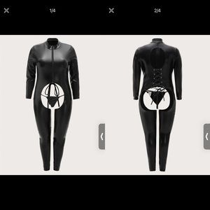 Plus zip front costume with thong